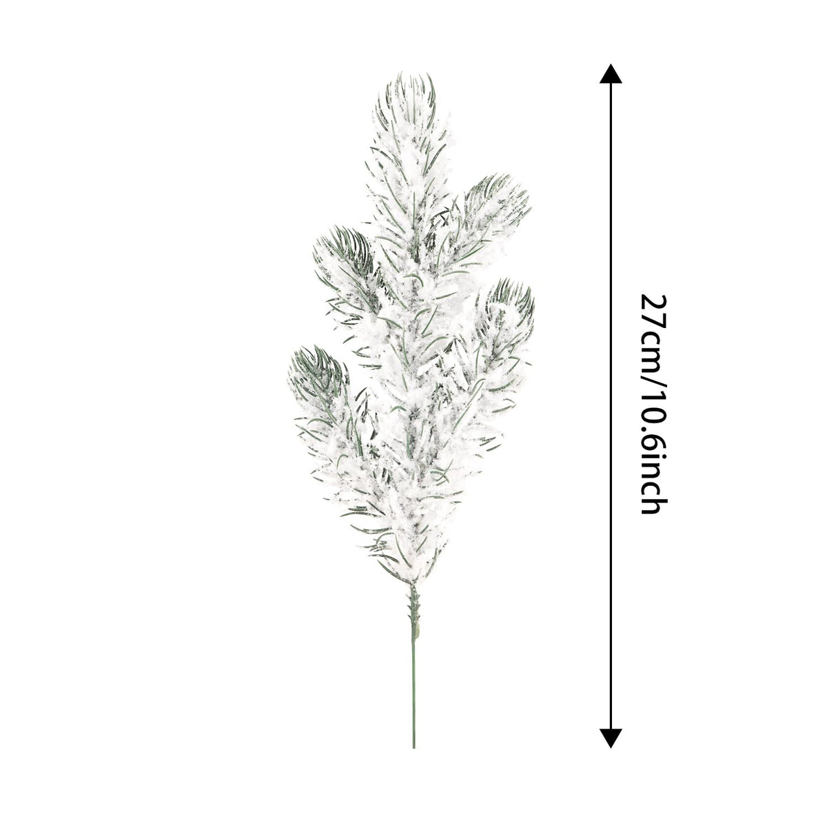 20PCS Frosted Artificial Pine Needles Branches 10.6 Inches Christmas Fake Snowy Pine Picks Twigs Winter Sprays Greenery Stems for Christmas Tree DIY Garlands Wreaths Crafts Home Holiday Decorations