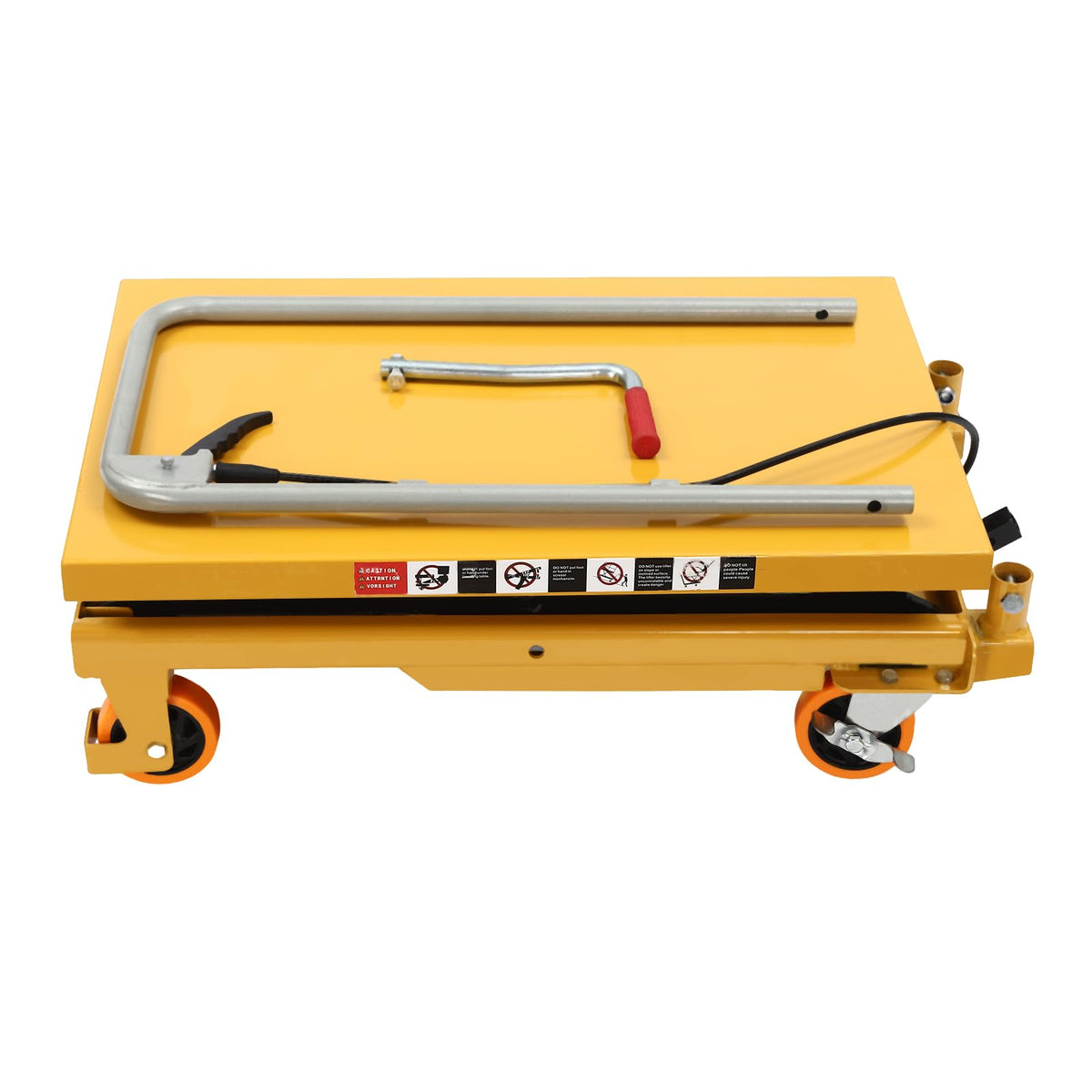 770lbs Double Scissor Hydraulic Lift Table Cart with 4 Wheels for Material Handling and Transportation, 51" Max. Lift Height Hydraulic Scissor Lift Table