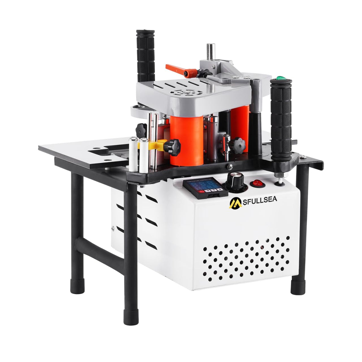 MSfullsea Woodworking Edge Bander Banding Machine Portable Edge Bander Curve Straight Edge Banding Machine Adjustable Speed 5-10m/min 110V
