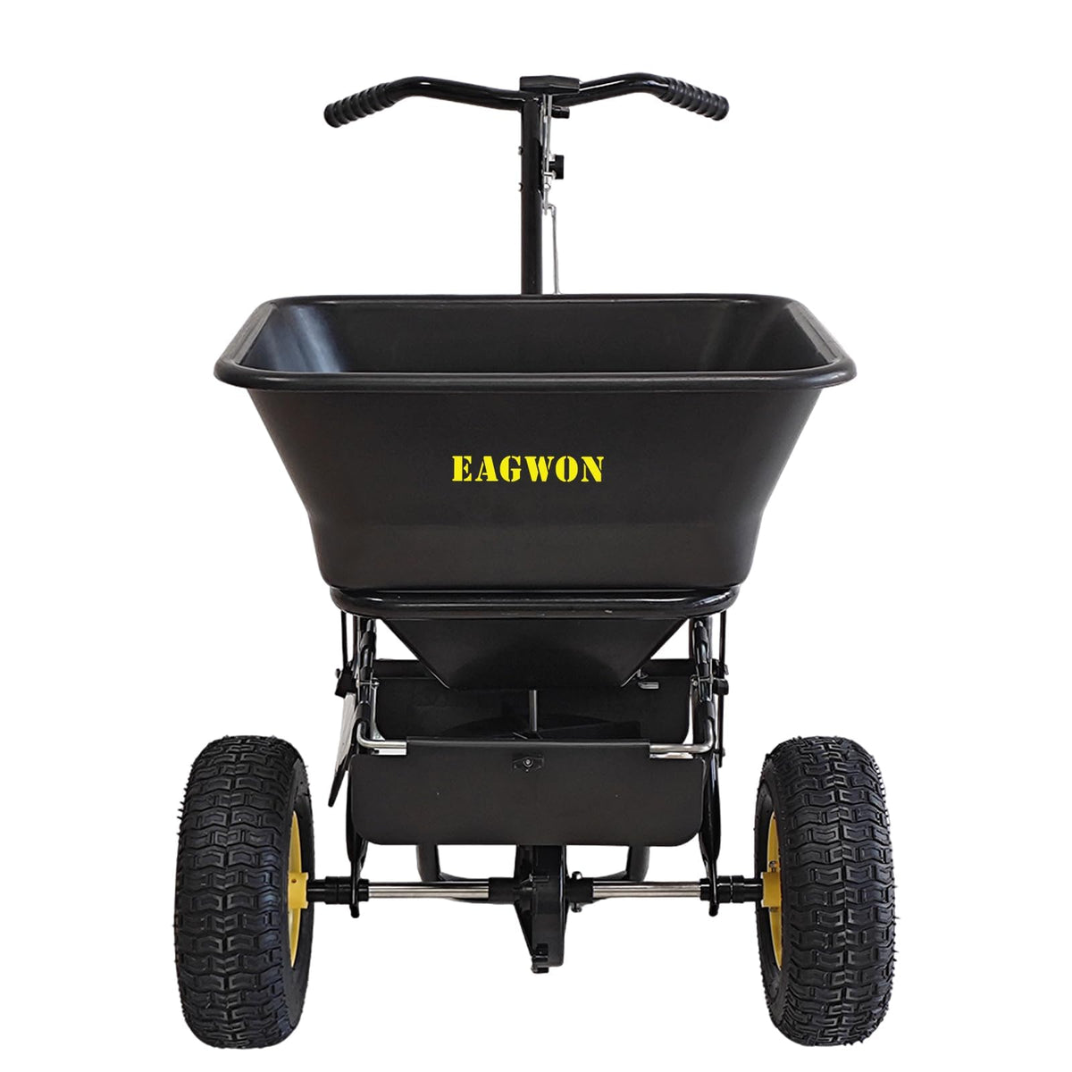 EAGWON Fertilizer Spreader, Walk-Behind Push Broadcast Spreader - All Season, 100lb Capacity, 13in All-Terrain Pneumatic Tires, Grate/Cover/Enclosed Gearbox, for Seed/Fertilizer/Salt/Snow Melt