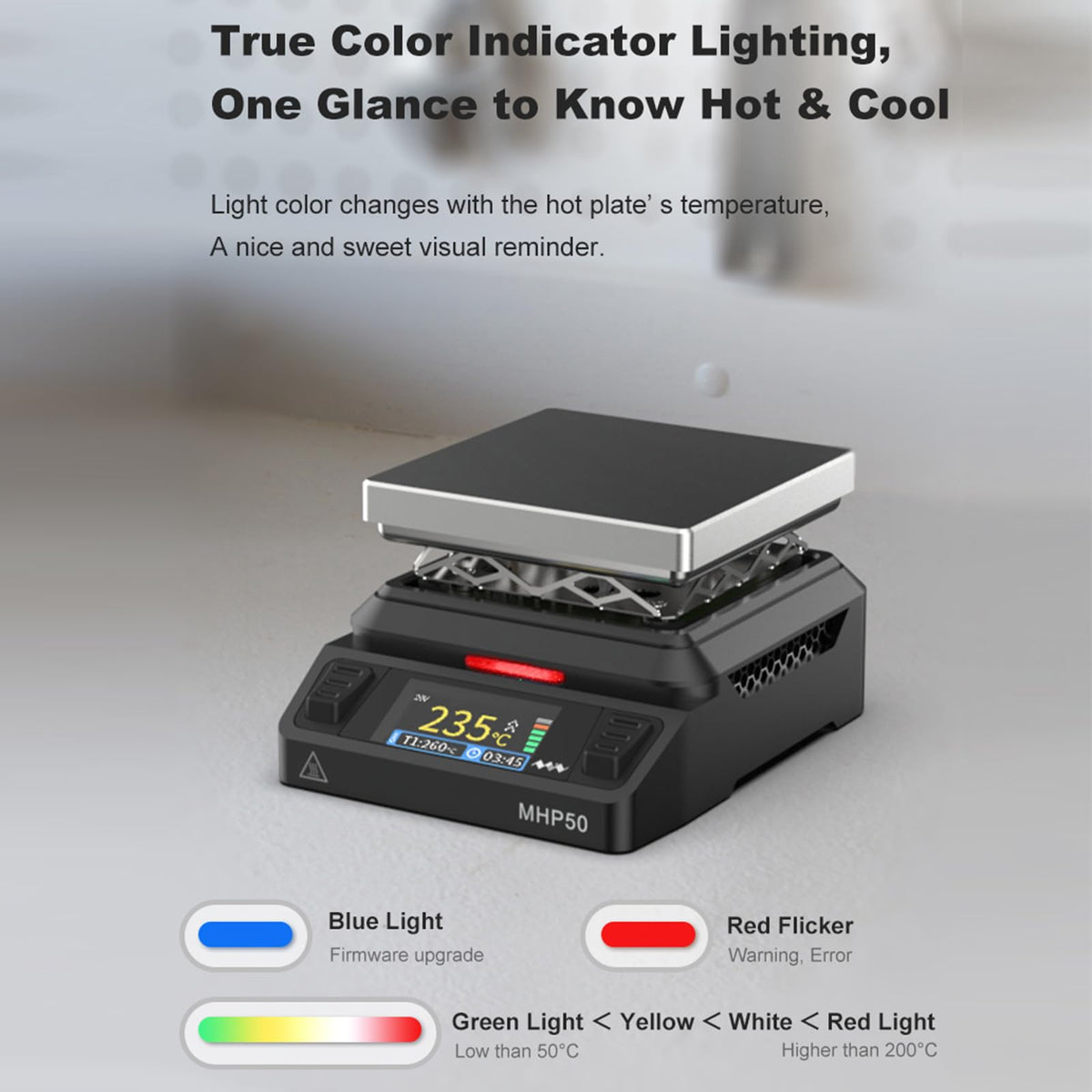 TOOLSAGE Mini Hot Plate Preheater Soldering Station MHP50 Portable Smart Constant 100-350°C Heater Platform 50mm Heating Area Original Welding Tool (BS50-Black)
