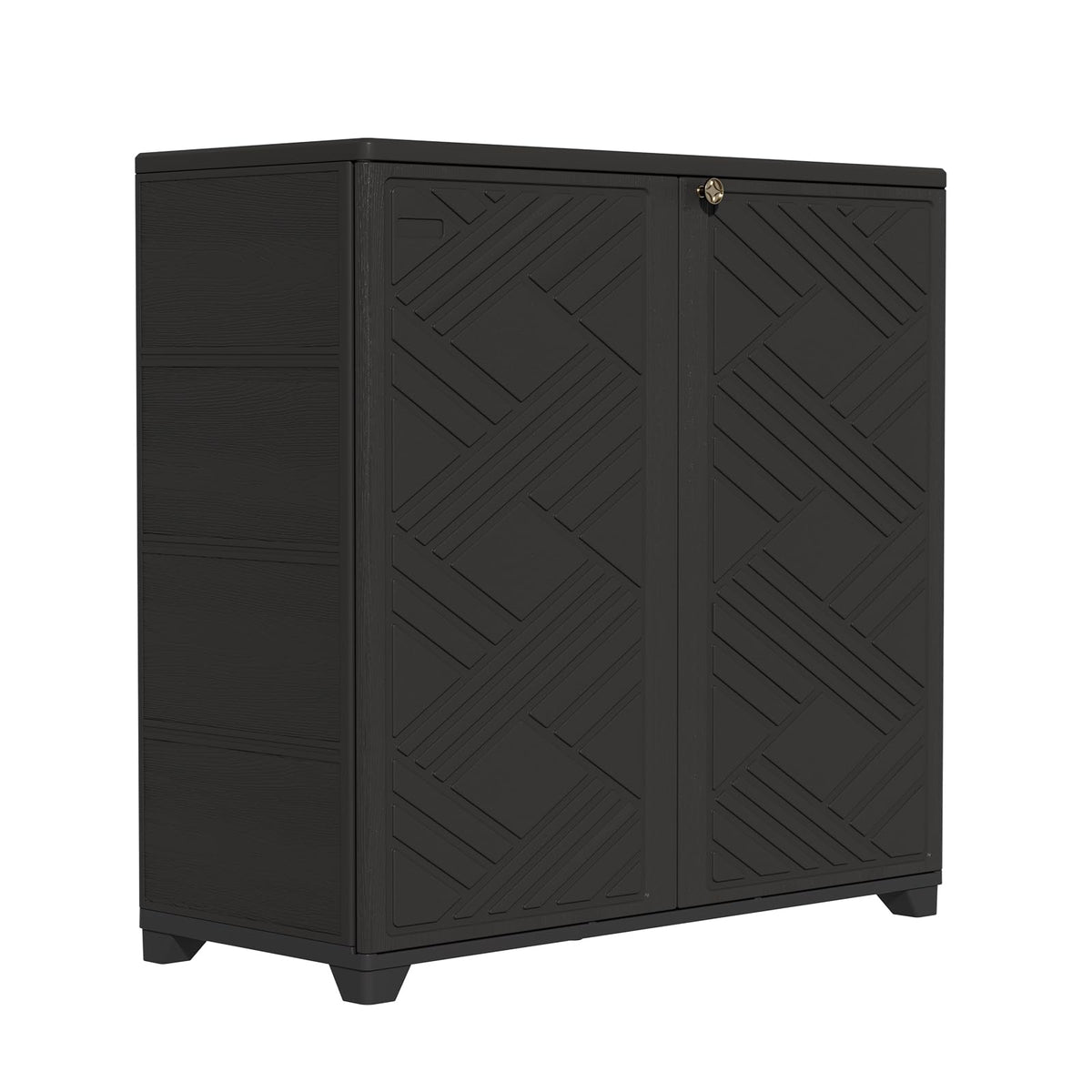 ZZM Indoor/Outdoor Storage Cabinet Waterproof, 34"x15"x34" Plastic Outdoor Storage Box for Garden Balcony Bathroom, All Weather Outdoor Storage Clearance, DIY Usage, with No Shelf (Black)