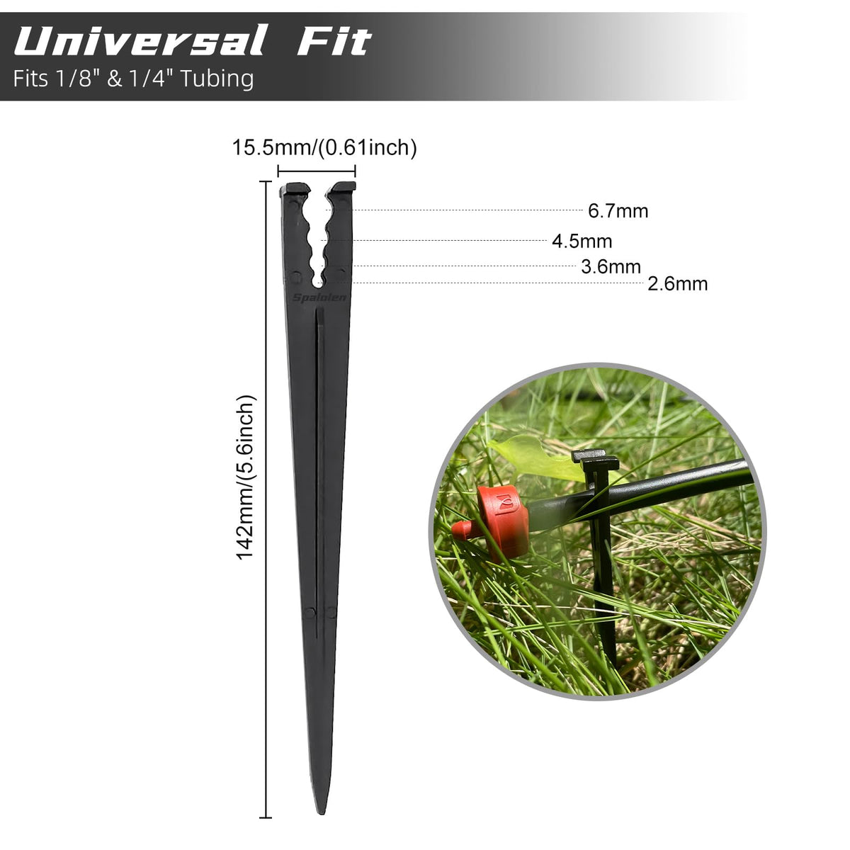 100 Pack Drip Irrigation Stakes for 1/8" to 1/4" Inch Drip Irrigation Tubing Hose Irrigation Support Stakes 5.79" H Suitable for Raising the Height of Drip Emitters/Heads or Drip Irrigation Parts