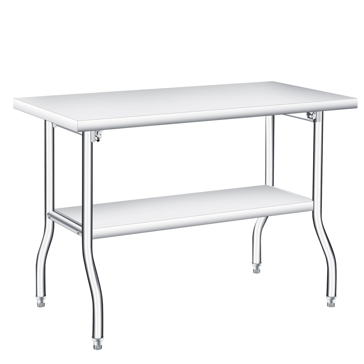 GAOMON Stainless Steel Foldable Table, 48x24 Inch Industrial Workbench with Bottom Storage Shelf, 1800 LBS Capacity Portable Utility Table for Workshop, Warehouse and Garage, Heavy Duty