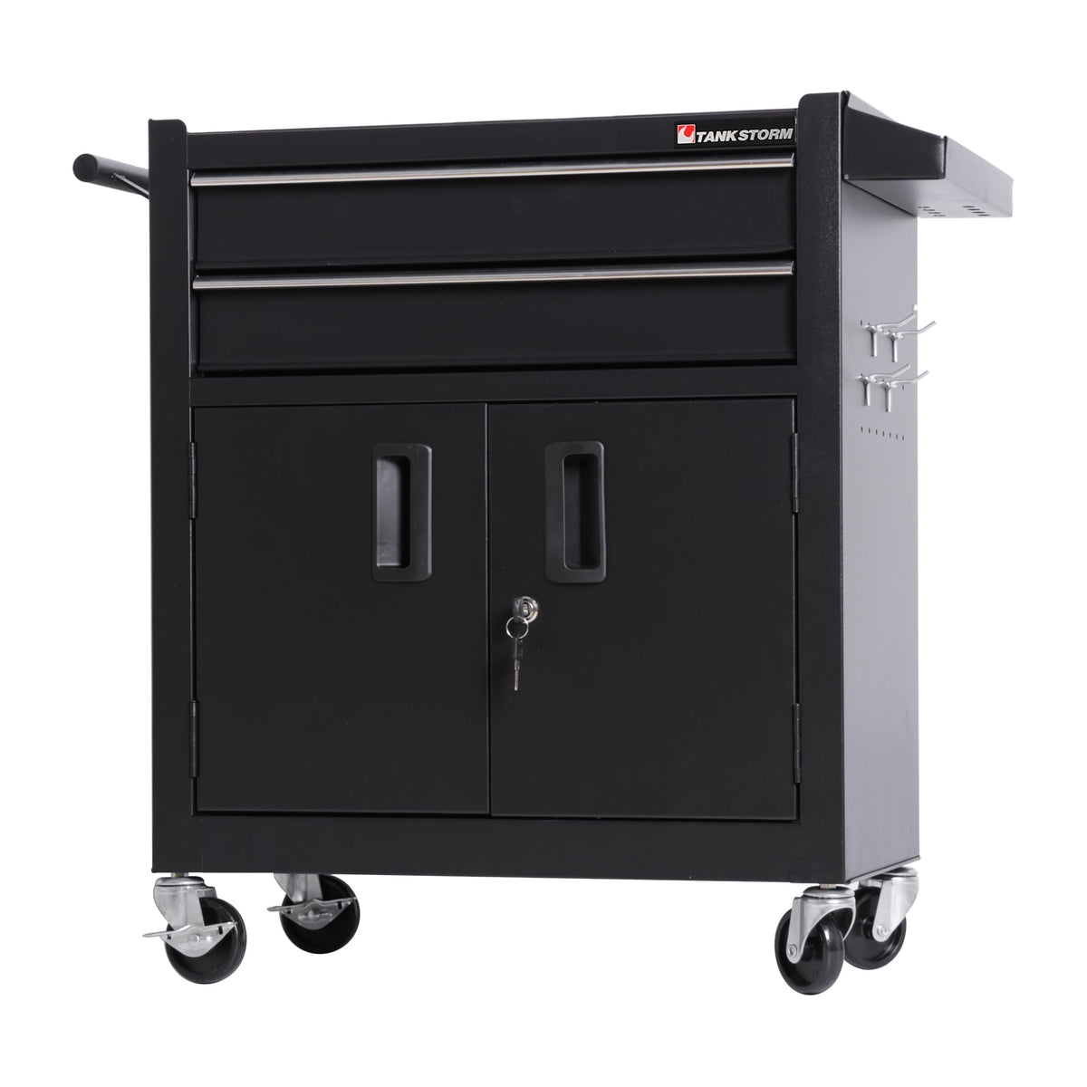 TANKSTORM Tool Chest Heavy Duty Cart Steel Rolling Tool Box with Lockable Doors (TZ12 Black)