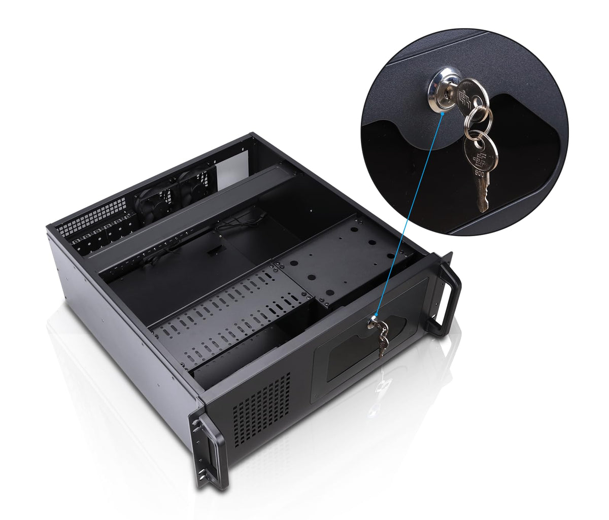 Rosewill 4U Server Chassis Rackmount Case | 7 x 3.5 Bays, 2 x 5.25 Devices| ATX, CEB Compatible | 1 x 120mm PWM Fan, 2 x 80mm PWM Fans | 2 x USB 3.0 | Front Panel Lock and Key | - RSV-R4100U