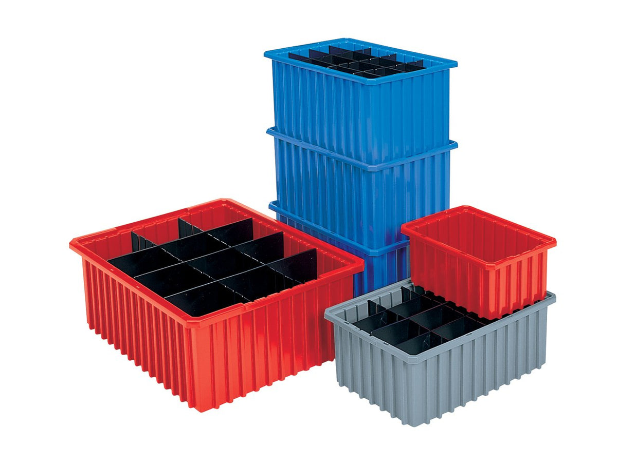 Akro-Mils 33224 Akro-Grid Plastic Slotted Dividable Modu Box Stackable Grid Storage Tote Container, (22-3/8-Inch L x 17-3/8-Inch W x 4-Inch H), (6 Pack), Blue