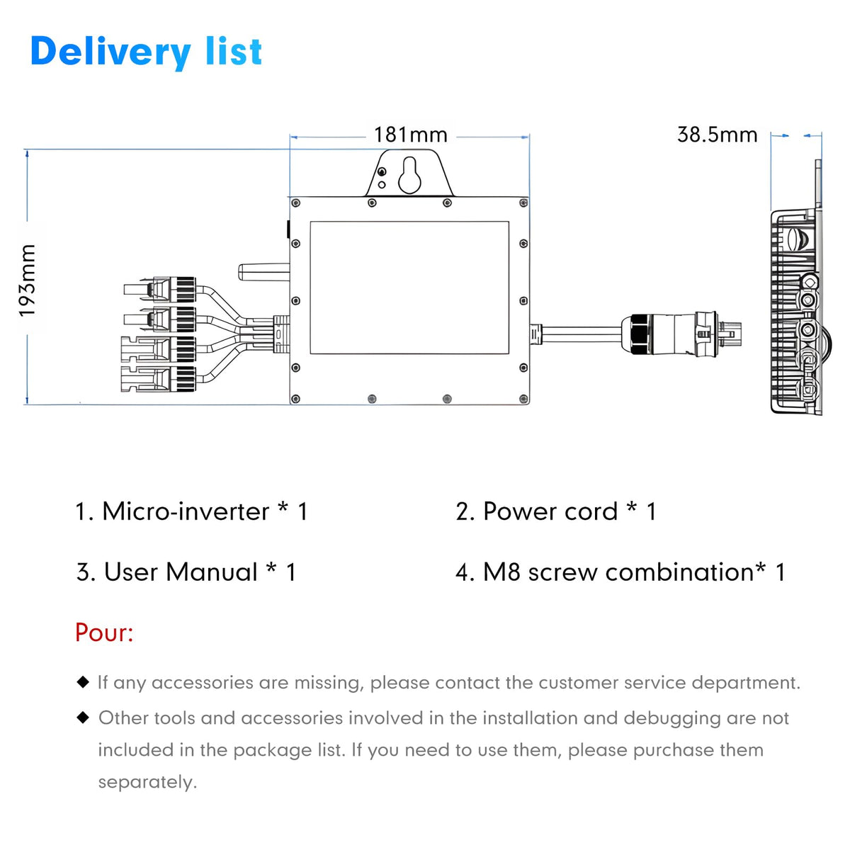 Solar Grid Tie Micro Inverter 800W, SMI800W 120V AC Grid-Tied Output with WiFi Smart App Tracking, 96% Efficiency Pure Sine Wave Inverter for Family Residence, Home & Small Business Energy Saving