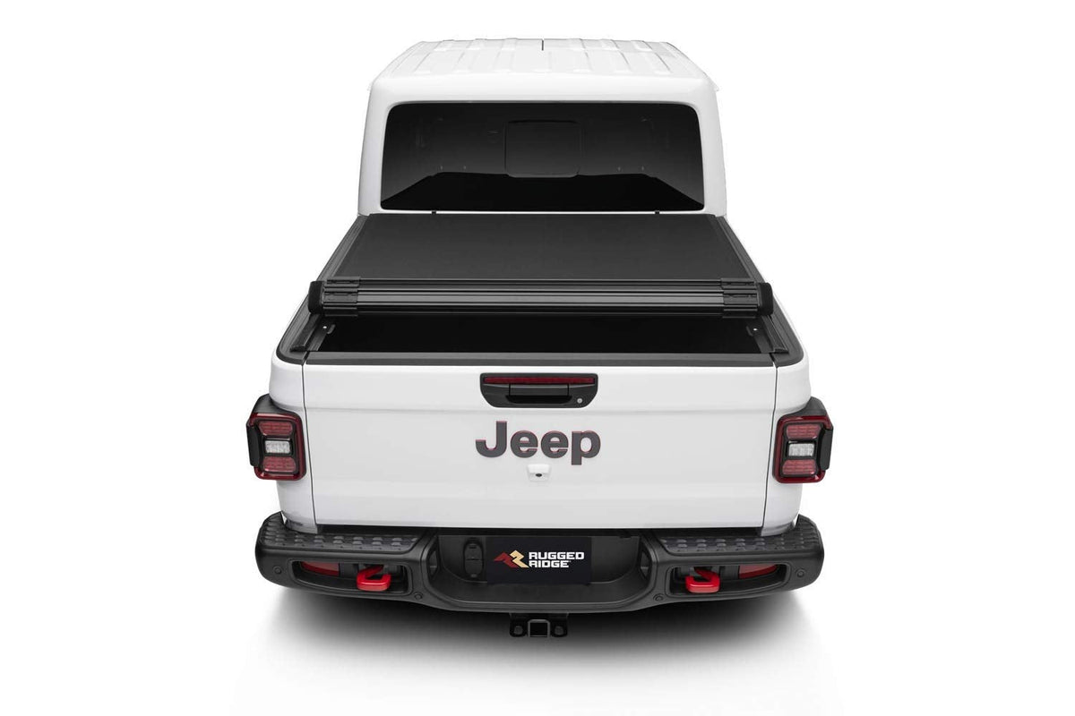 Rugged Ridge Armis Hard Rolling Tonneau Cover for Jeep Gladiator JT | Weather Resistant, Full Bed Access | 13550.23 | Fits 2020-2025 Jeep Gladiator JT with or without Trail Rails