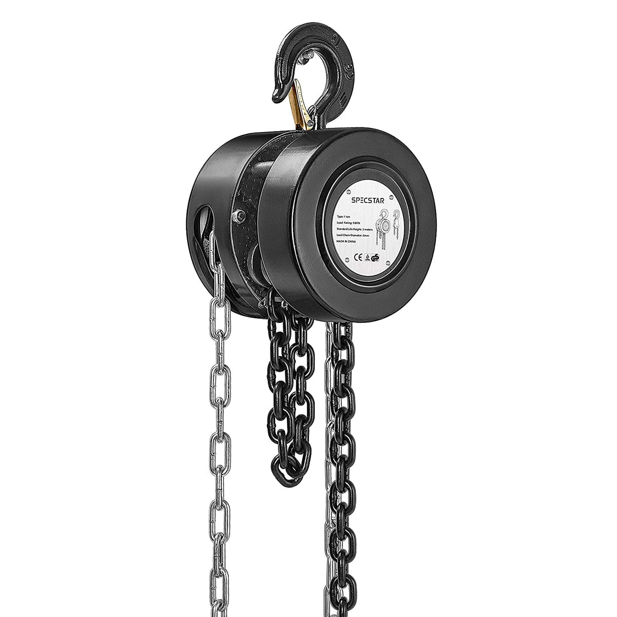 VIVOHOME 3-in-1 Electric Hoist, Powerful 110V Portable Winch with 1540Lbs Loading Capacity with SPECSTAR Hand Chain Hoist 1 Ton 2200 Lbs Capacity 10 Feet with 2 Heavy Duty Hooks