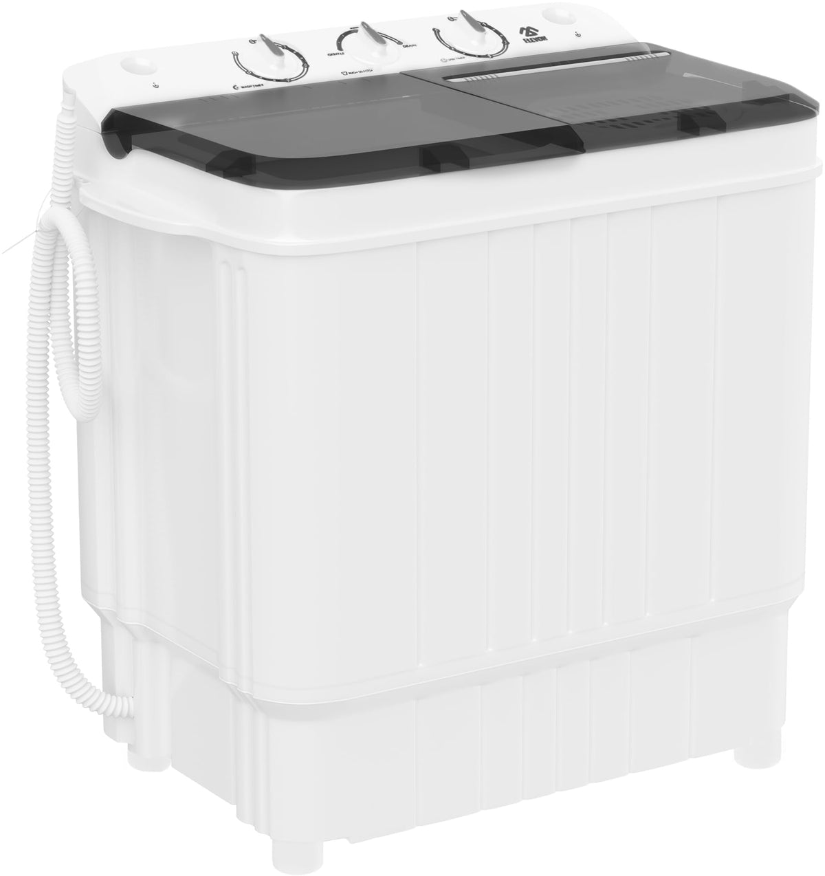 Elevon Portable Washing Machine Twin Tub 17.6 Lbs Capacity, (11 Lbs) and Spinner(6.6 Lbs) Combo Mini Compact Laundry Washer for Home, Apartment, Camping, RVs and Dorms, Black/White