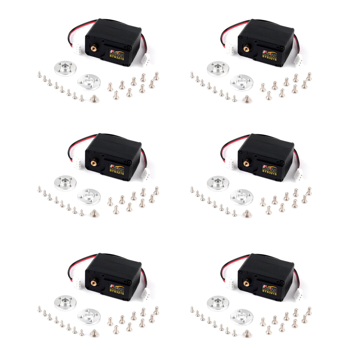 RCmall Feetech STS3215 Digital Servo Motor, High-Torque 19KG, 7.4V Dual Axis TTL Serial Bus Control, 360° Magnetic Encoder, Feedback Function, Black, 6-Pack