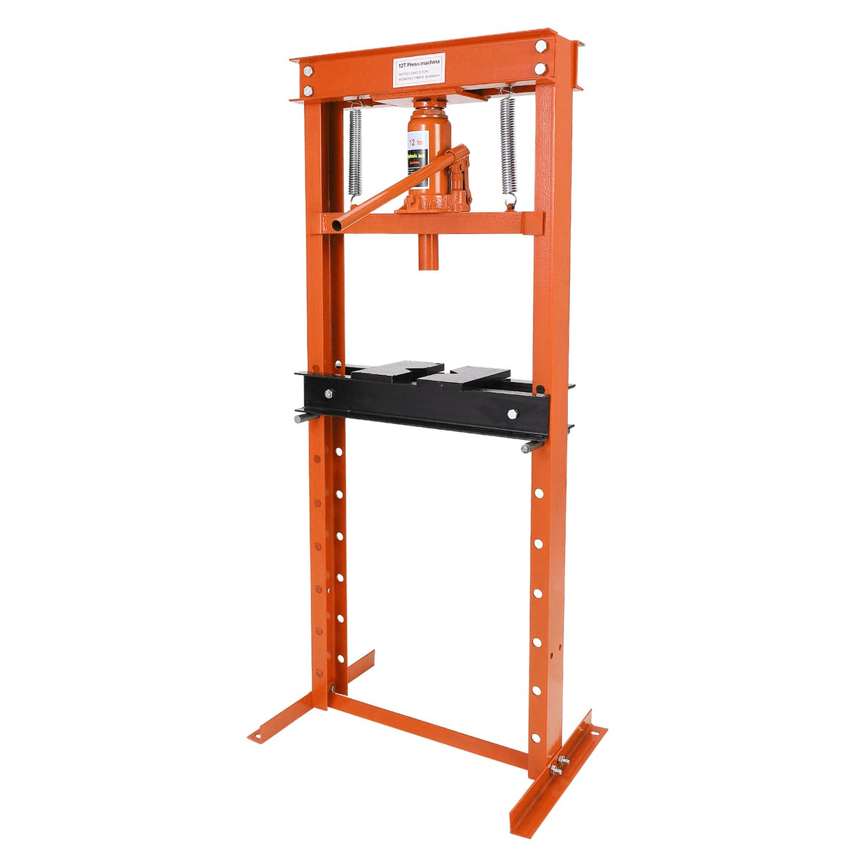 Garvee Hydraulic Shop Press, 12 T H-Frame Garage Floor Shop Press Adjustable Hydraulic Press with Press Plates, Orange