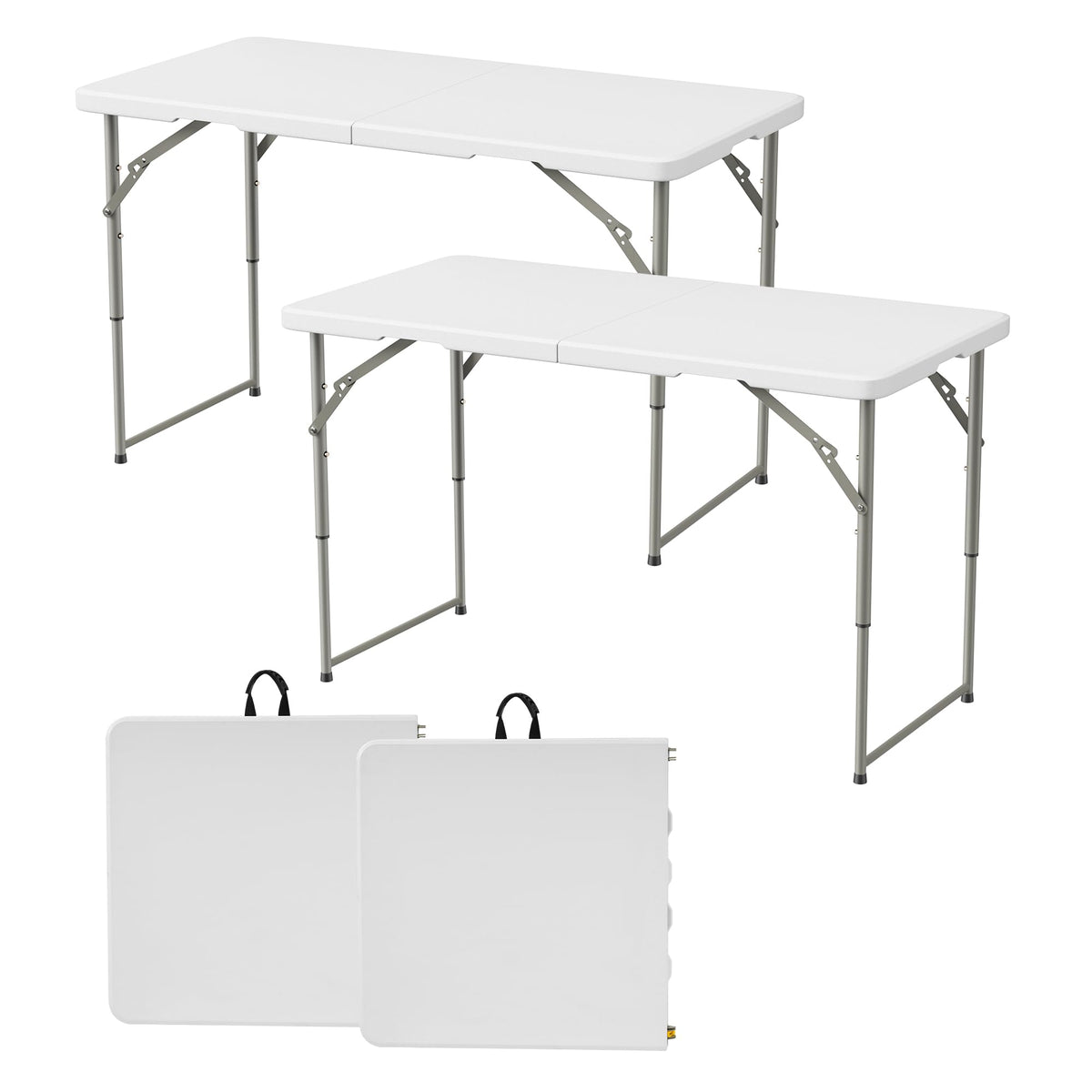 Elevon Folding Table Set of 2,4 Feet Heavy Duty Fold-in-Half Utility Table Indoor Outdoor for Camping, Picnic,Party