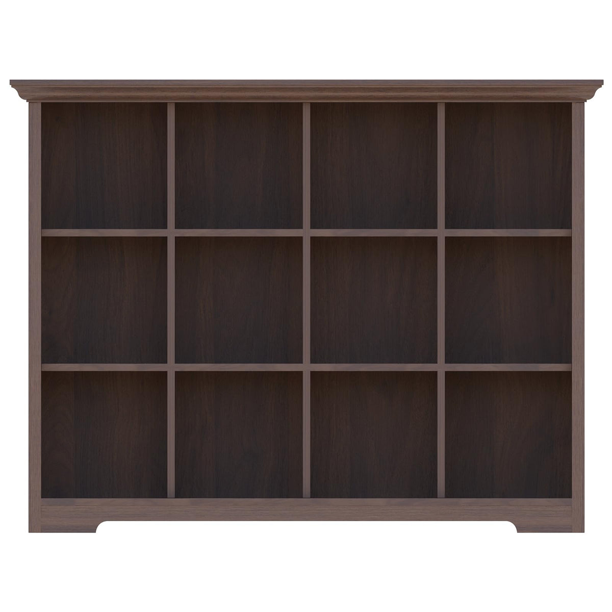 OSCHF Cube Shelf Bookcase with Base - Wooden 3 Tiers Floor Standing Low Storage Cabinet for Home and Office, 12-Cube Lattice Bookshelf, Walnut