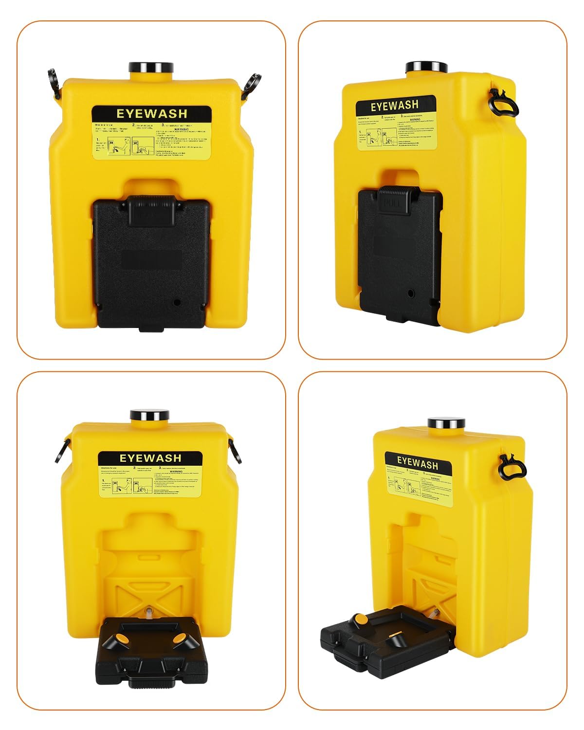 14 Gallon Portable Eyewash Station, OSHA Approved Eye Wash Station for Wall Not Plumbed, Gravity Fed Emergency Eyewash Station with 15 Minute Flush, Eye Wash Station for Construction Site Lab Garage