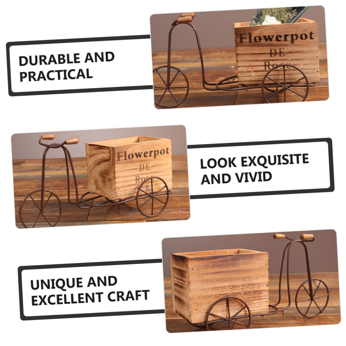 ORFOFE 1set Iron Tricycle Plant Stand for Indoor and Outdoor Use Rustic Style Bike Flower Pot Holder Planter for Home and Garden Decoration