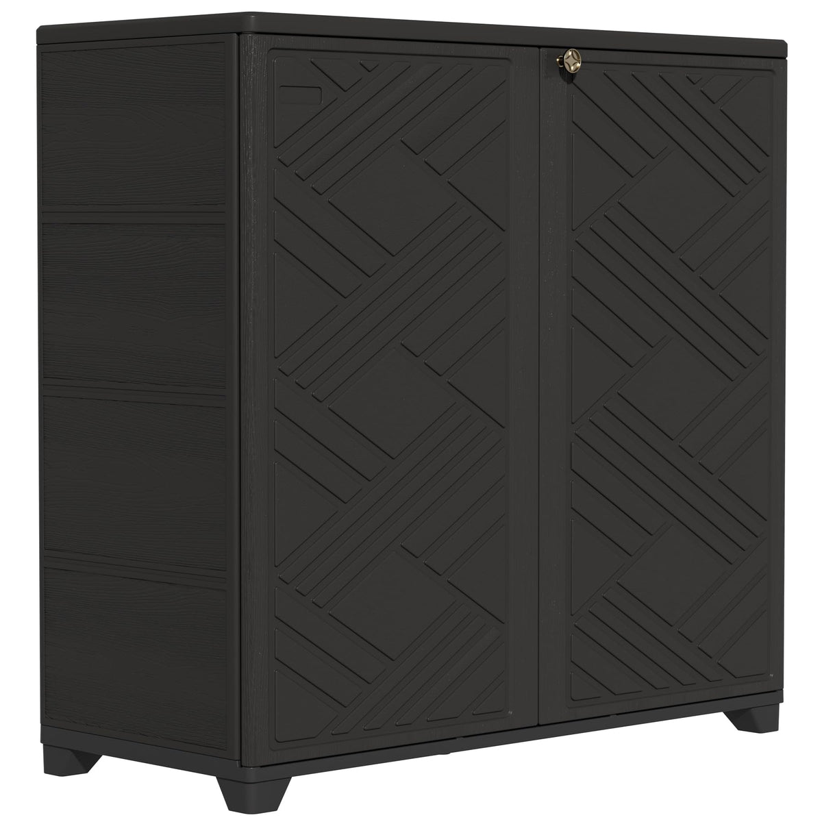 ZZM Indoor/Outdoor Storage Cabinet Waterproof, 34"x15"x34" Plastic Outdoor Storage Box for Garden Balcony Bathroom, All Weather Outdoor Storage Clearance, DIY Usage, with 1 Shelf (Black)