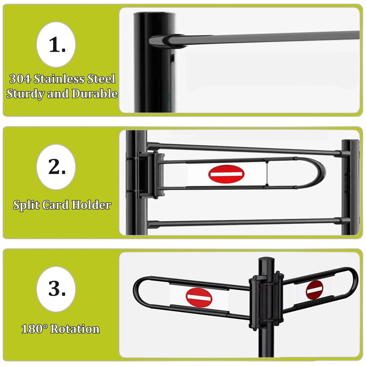 Heavy-Duty Metal Swing Gate - Automatic One-Way Cashier Counter Door for Pedestrian Access - Secure Import/Export Access Control (Black, 300x100cm, 6.3cm)