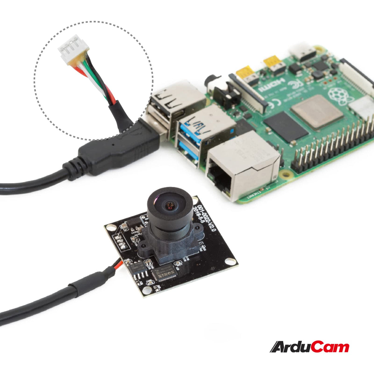 Arducam 5MP Wide Angle USB Camera for Computer, 1/4" CMOS OV5648 Mini UVC USB2.0 Video Webcam with Microphone, with 3.3ft/1m Cable