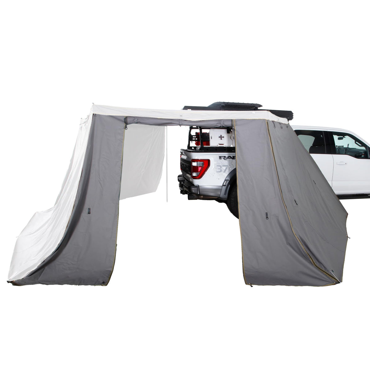 Overland Vehicle Systems 18229909 HD Nomadic 270 LT Awning Wall 1 Passenger Side | Dark Gray Fabric | Integrated Zippered Door Access for Entry Wall | Weather-Resistant | Awning Sold Separately
