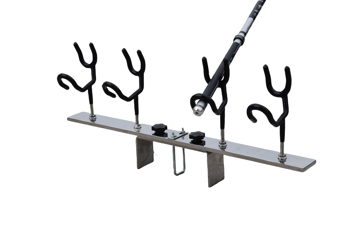 Tebaisea 4-Head Rod Holders, Adjustable Rod Holders for Boats, Yachts, Which can be Fixed to The Deck Cleat (Cleat Not Included) by Means of U-Bolts.