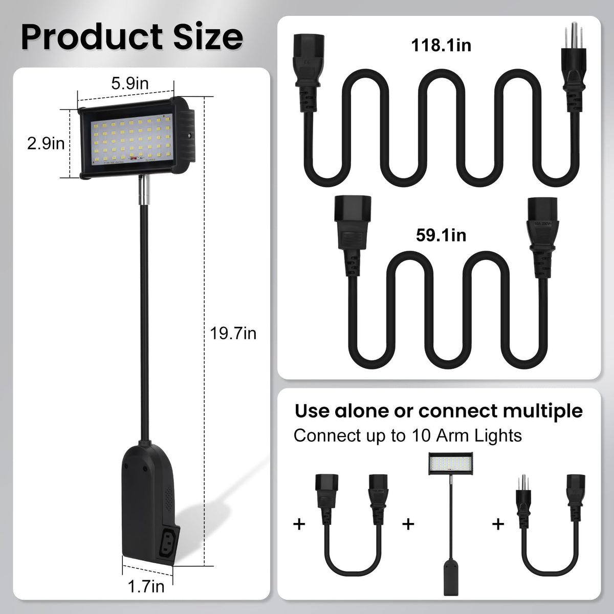 ZSUCC Trade Show Lights LED Display, Included Clamps, Mounting Brackets, Power Cables, Connect Cables, 360° Adjustable Angle for Trade Show Lighting, 3PCS Black