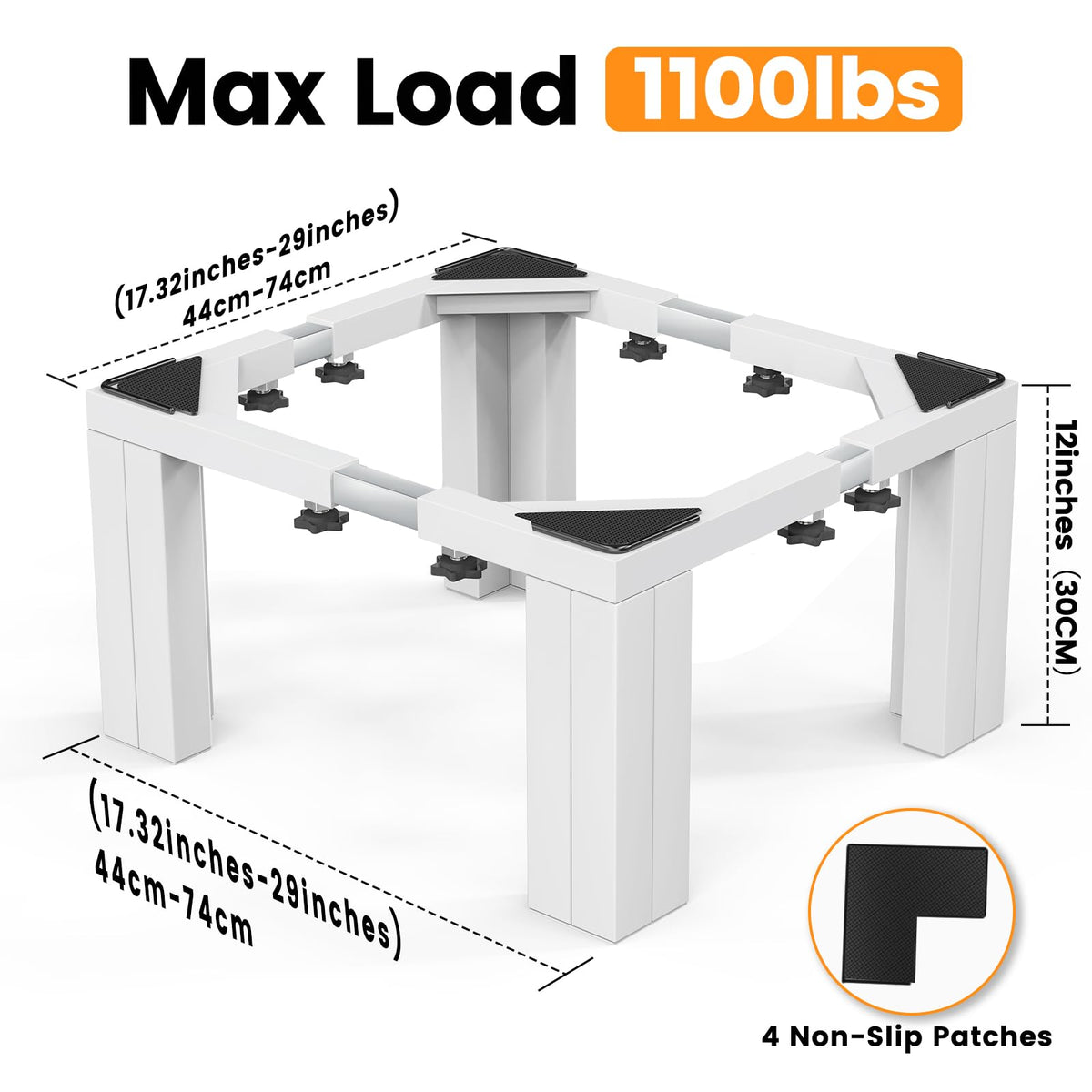 sugitek Full Size Laundry Pedestal Washer and Dryer Pedestals, Universal Fit 1100lbs Capacity Adjustable Washing Machine Stand, Dryer Base Platform Heavy Duty Mini Fridge Stand(Pearl White)