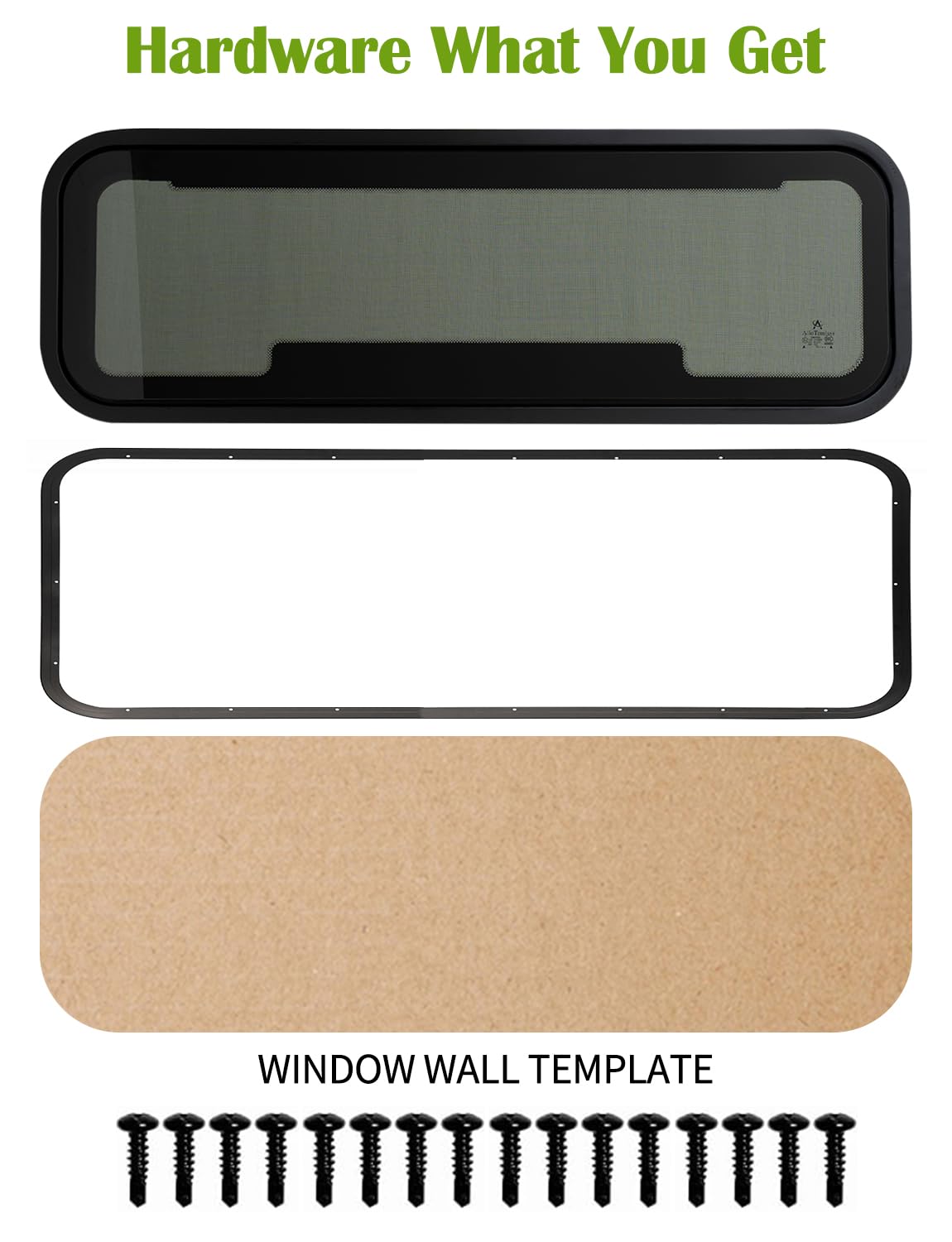 33.5"x10.5" RV Awning Window - DOT Certified, Aluminum Frame w/Removable Screen, Sliding Ventilation Design for Campers & Motorhomes