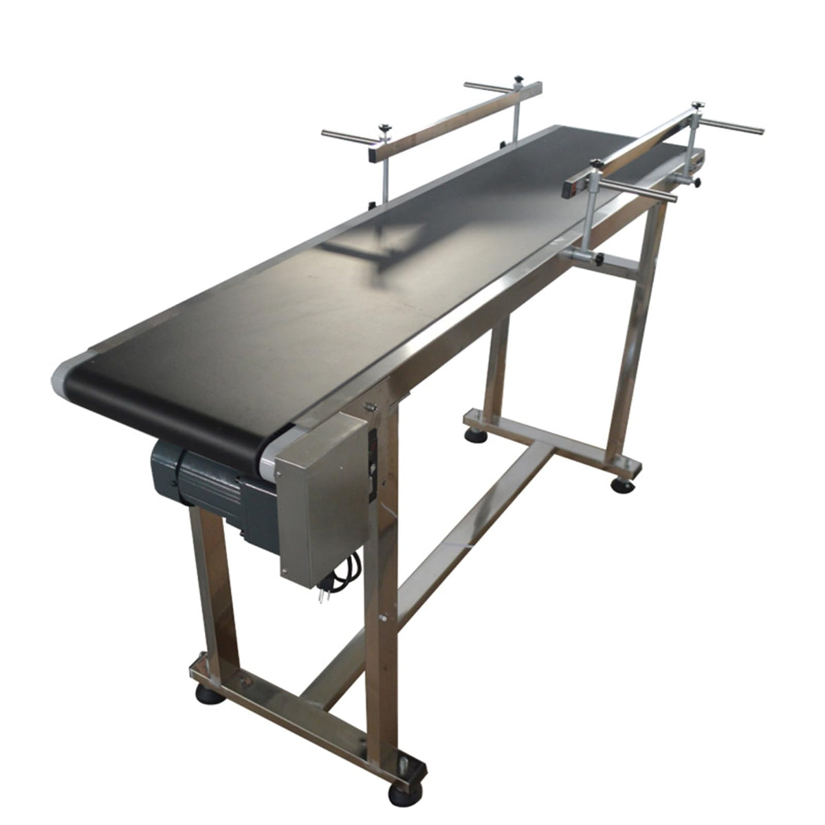 THUXEON 110V PVC Belt Conveyor with Double Guardrail, Conveyor Length 59inch Belt Width 11.8inch, Flat Conveyor Belt Systems with Anti-Static and Adjustable Speed for Industrial Transport