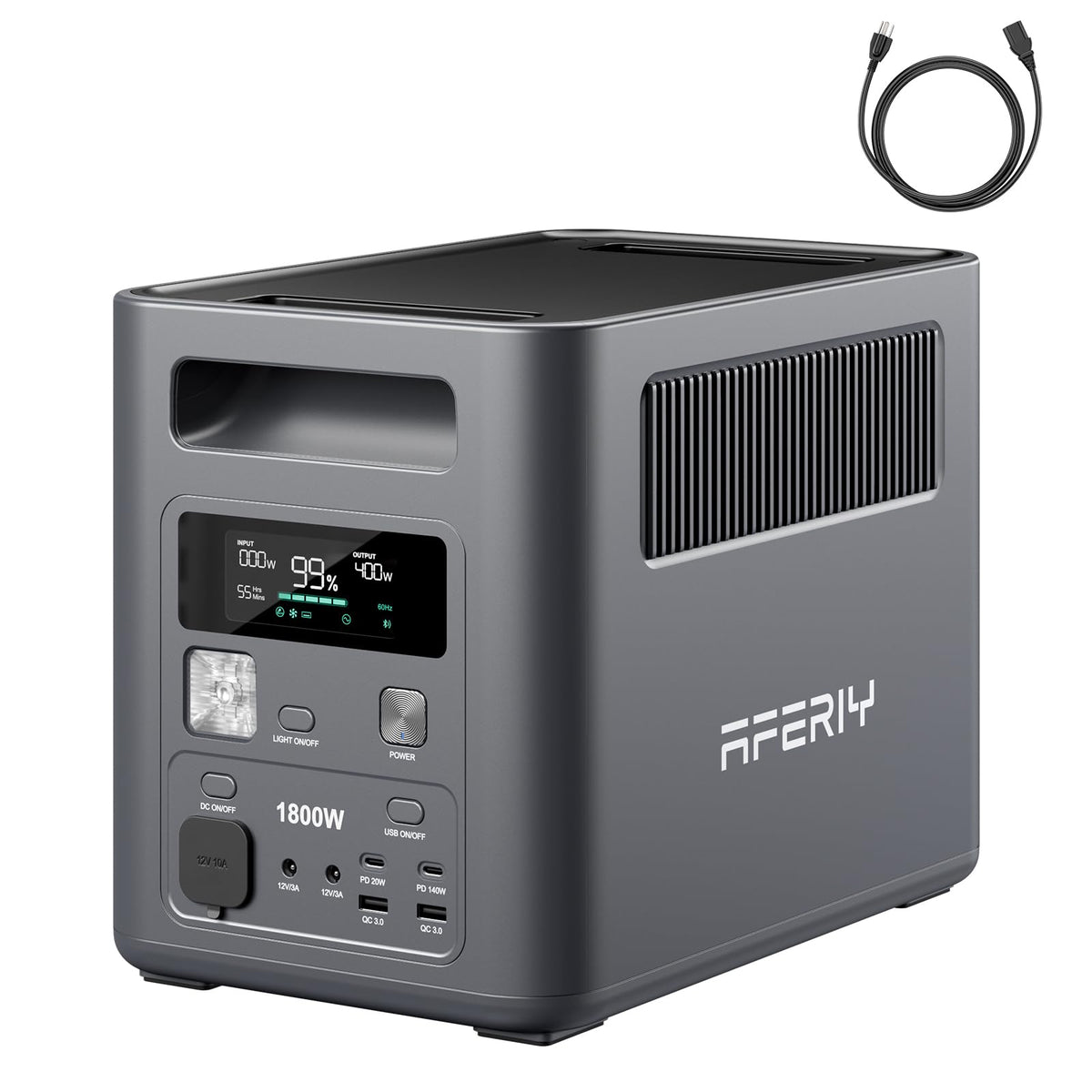AFERIY Portable Power Station, 1024Wh LiFePO4 Solar Generator, 1800W(Peak 3600W) AC Output, Compact Lightweight Design, Fast Recharge for Home, Camping, RV, Outdoor Emergencies (Solar Panel Optional)