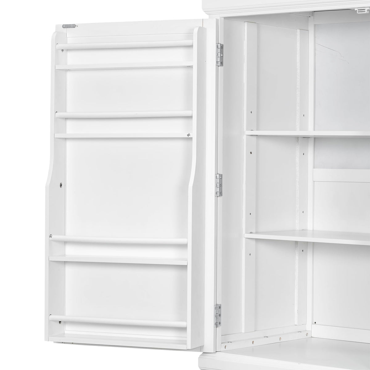 Merax 73'' Freestanding Wooden Kitchen Pantry Organizers and Storage Cabinet with 4 Drawers Cupboard with Door Adjustable Shelves for Dining Room, White