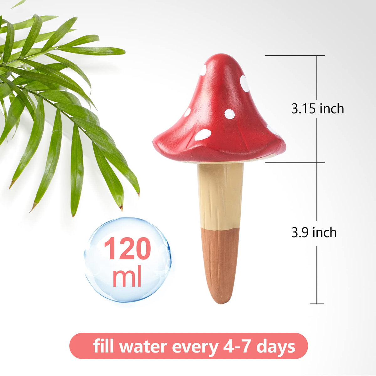HOMYHEE Self Watering Spikes Mushroom Shaped Plant Watering Globes Irrigation Terracotta Watering Device Garden Waterer for Indoor Outdoor Plant 4 Packs
