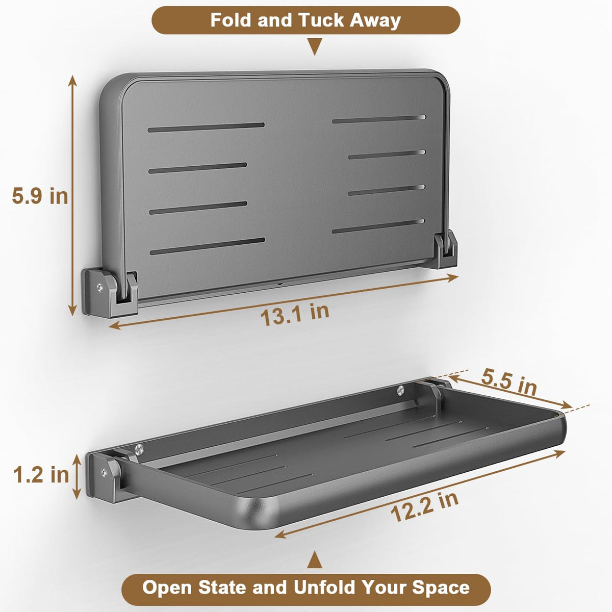 Safoner RV Clothes Drying Rack Ladder Mounted + RV Aluminum Fold-Down Wall Shelf