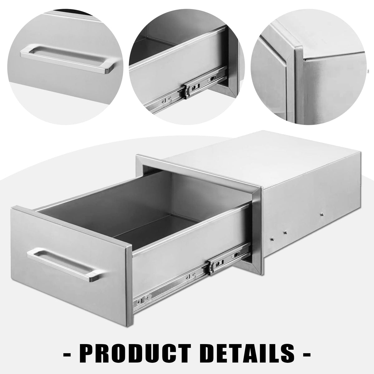 ZHAIUPON Outdoor Kitchen Access Drawers, 18" W15 H23 D Stainless Steel Double BBQ Drawers with Handle,Enclosed Built-in Flush Mount for Outdoor Kitchen Grilling,BBQ Island