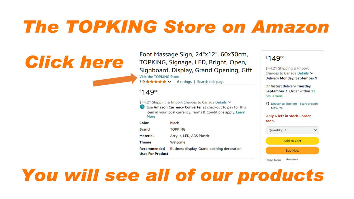 Walk-ins Welcome Sign, 24"x12", 60x30cm, TOPKING, LED, Neon, Florescent, Signage, Signboard, Display, Billboard, Screen, Grand Opening, Gift