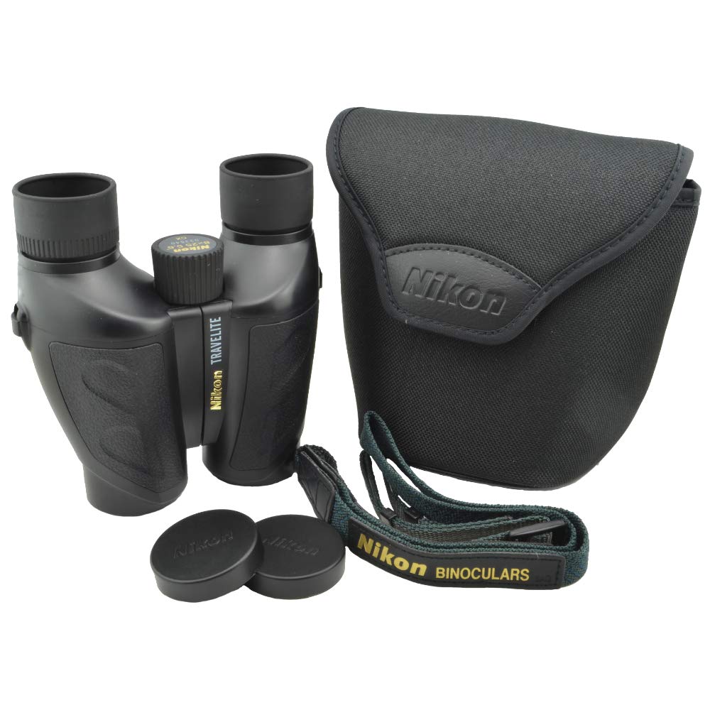Nikon Travelite 8x25 Binoculars (7277) Travel Bundle - Black With Lens Pen, Carry Case, and Lens Cloth - High Powered Compact for Adults - Bird Watching, Hunting, Hiking