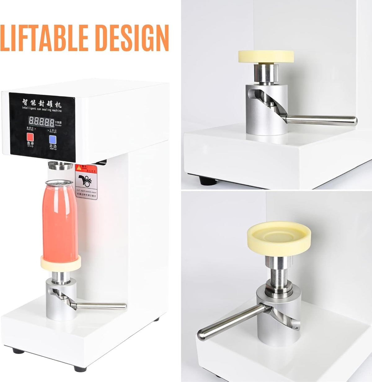Automatic Can Sealing Machine, Intelligent Electric Cup Bottle Sealer Machine with Counter & LCD Display, 2.2” Dia. & 5.7”-7.9” Height Tin Can Seaming Closing Capping Machine