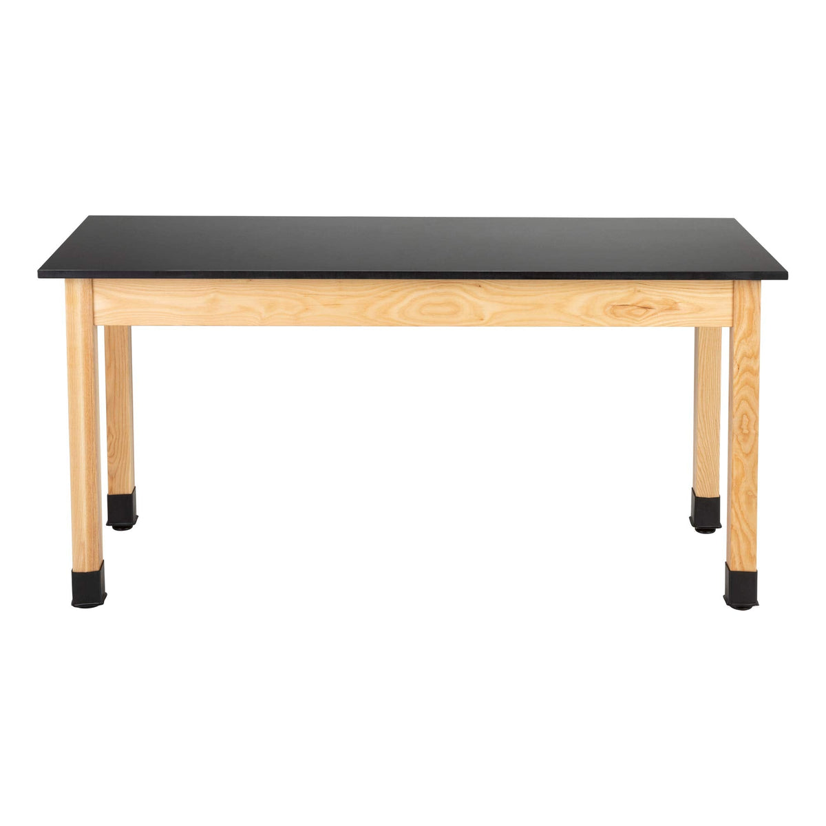 Learniture Classroom Science Lab Table with Phenolic Resin Top, Solid Ash Wood Finish, 24" D x 60" W x 30" H, Black