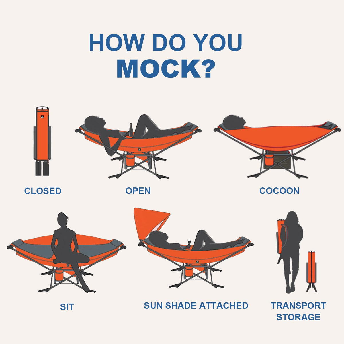 Portable Hammock with Stand, World's Best Mock ONE® Hammock, Compact Folding Framed Hammock with Adjustable Sunshade Canopy for Park, Backyard, Garden, Camping, Hiking, Mountaineering, Beaches- Green