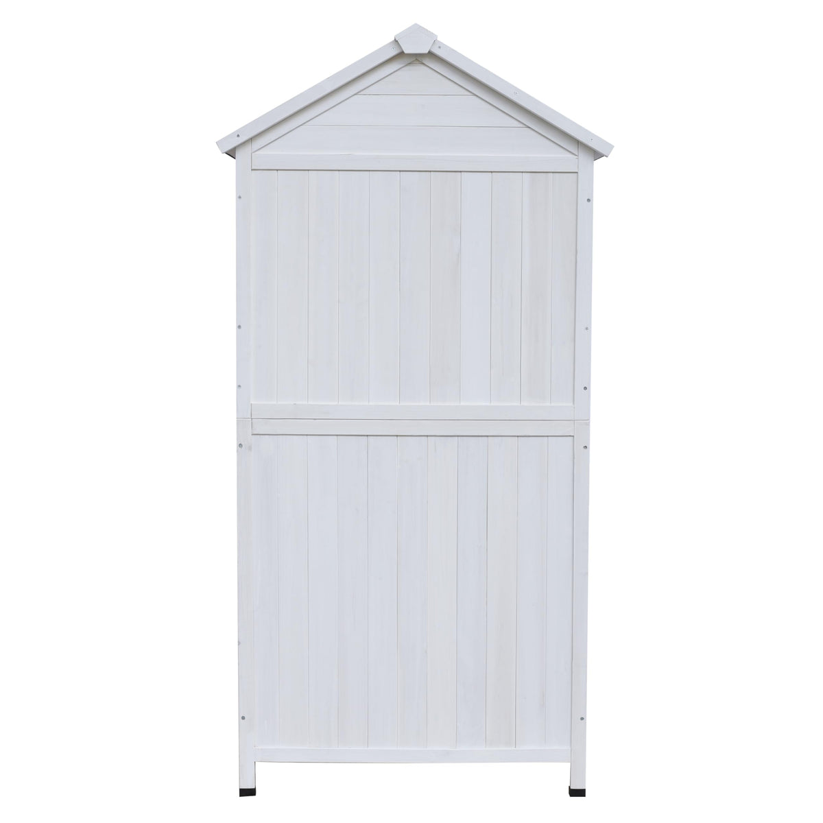 Christopher Knight Home Neapo 67" Outdoor Storage Shed, Spacious Storage Garden Tools Shed, Fire Wood Tall Sheds, Two Open Doors, Wooden Panel Design, Easy Organize Lawn Mowers, Shovels, Pots, White