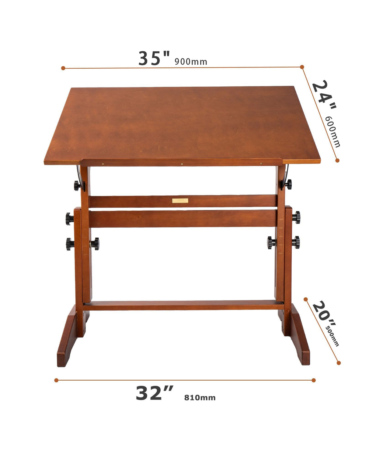 DJAR Adjustable Wooden Drafting Table, 35"x24" Walnut Drawing Desk for Art, Sketching, Painting & Writing