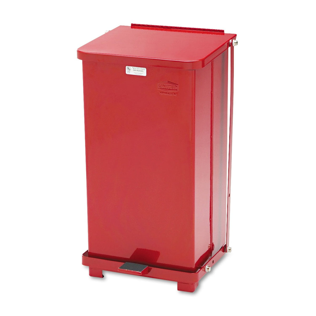 Rubbermaid Commercial Products Defenders Biohazard Steel Trash Can, Step-On, 6.5 GAL, Red, Hospital/Doctor's Office/Healthcare Facilities
