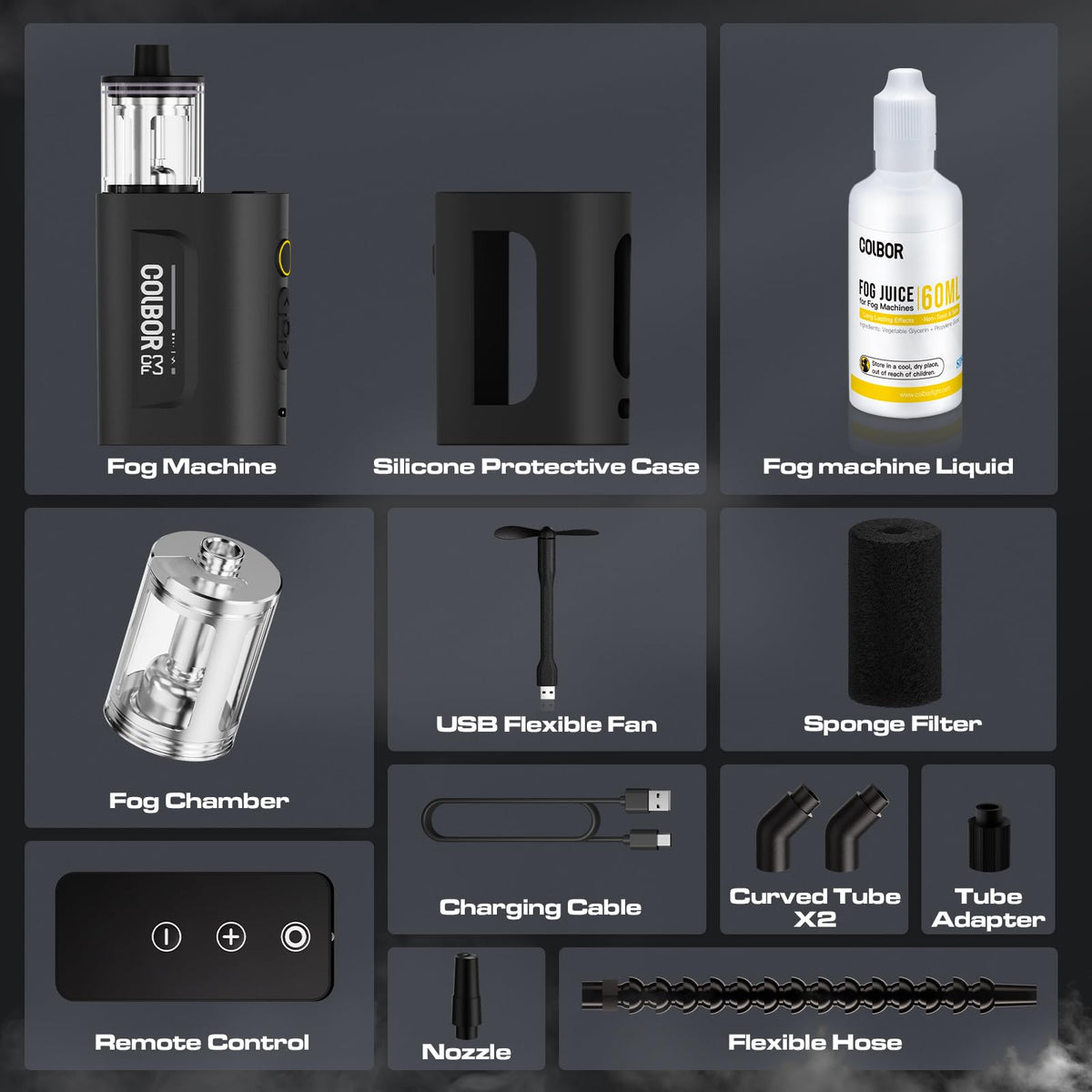 COLBOR CF3 Portable Fog Machine, Mini Handheld Smoke Machine for Photography with Remote Control, Small Fogger Haze Maker with 60° Tilt-Protection for Indoor Outdoor Christmas Party Cosplay