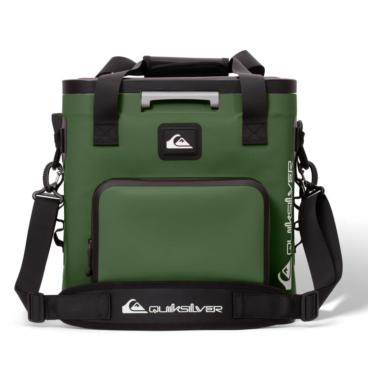 Quiksilver Zipperless Box Cooler 20L, Holds 24 Cans, 48 Hour Insulation, Leakproof & Waterproof Design, Heavy Duty TPU, IPX7, Padded Straps, Kangaroo Pockets, Bottle Opener (Trekking Green)
