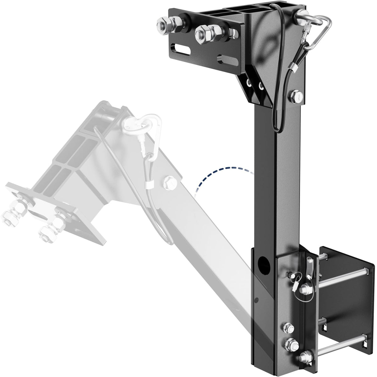 Safoner Heavy-Duty Tilt-Forward RV Spare Tire Carrier for 4" Rear Square Bumpers, Weld-Free Aluminum Trailer Spare Tire Mount, 22" High-Clearance Design Reduces Scraping, Camper Essentials Accessories