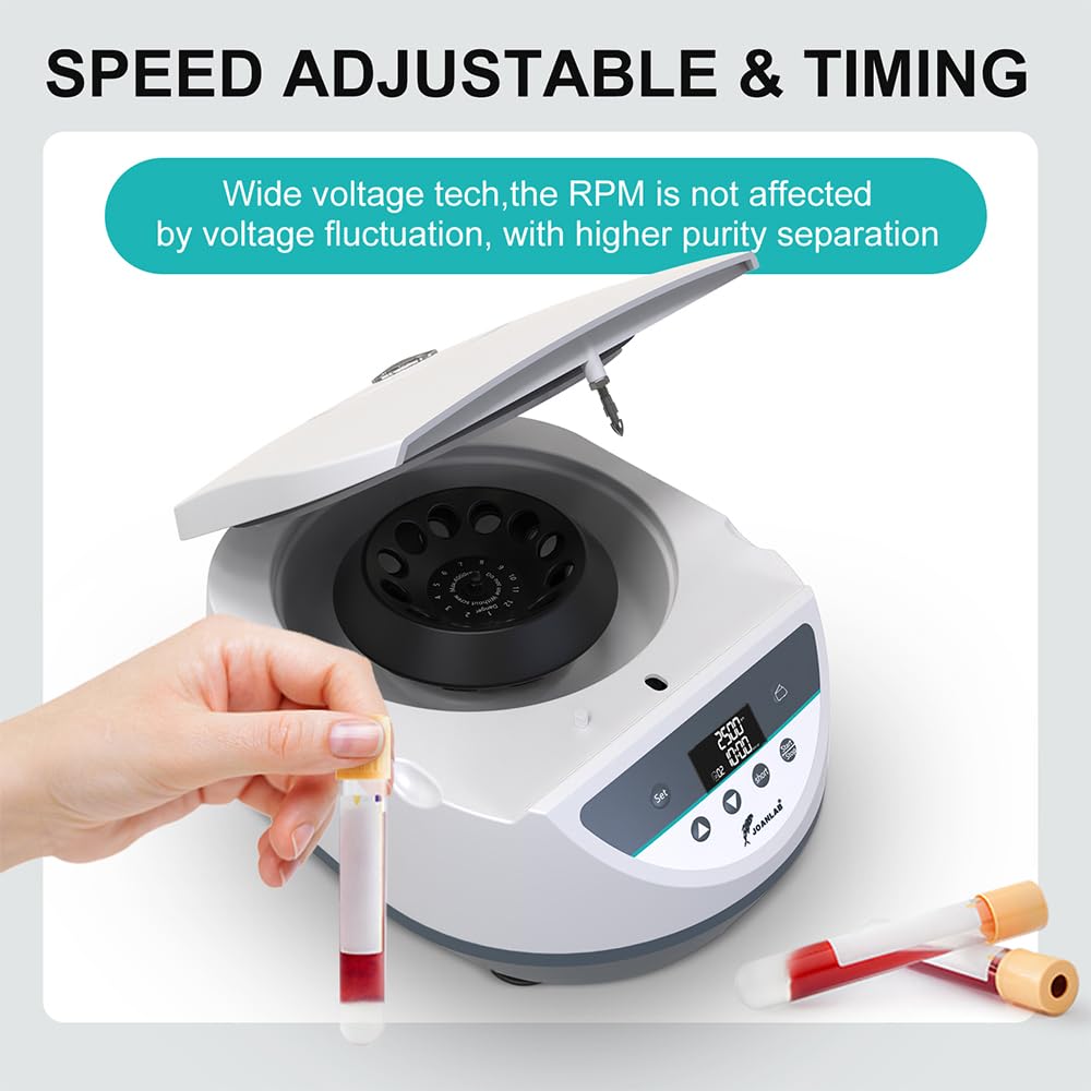 JOANLAB Digital Lab Centrifuge Machine 2/5/10/15ml x 6 Capacity Low Speed 500-5000r/min,Max 3074xg RCF