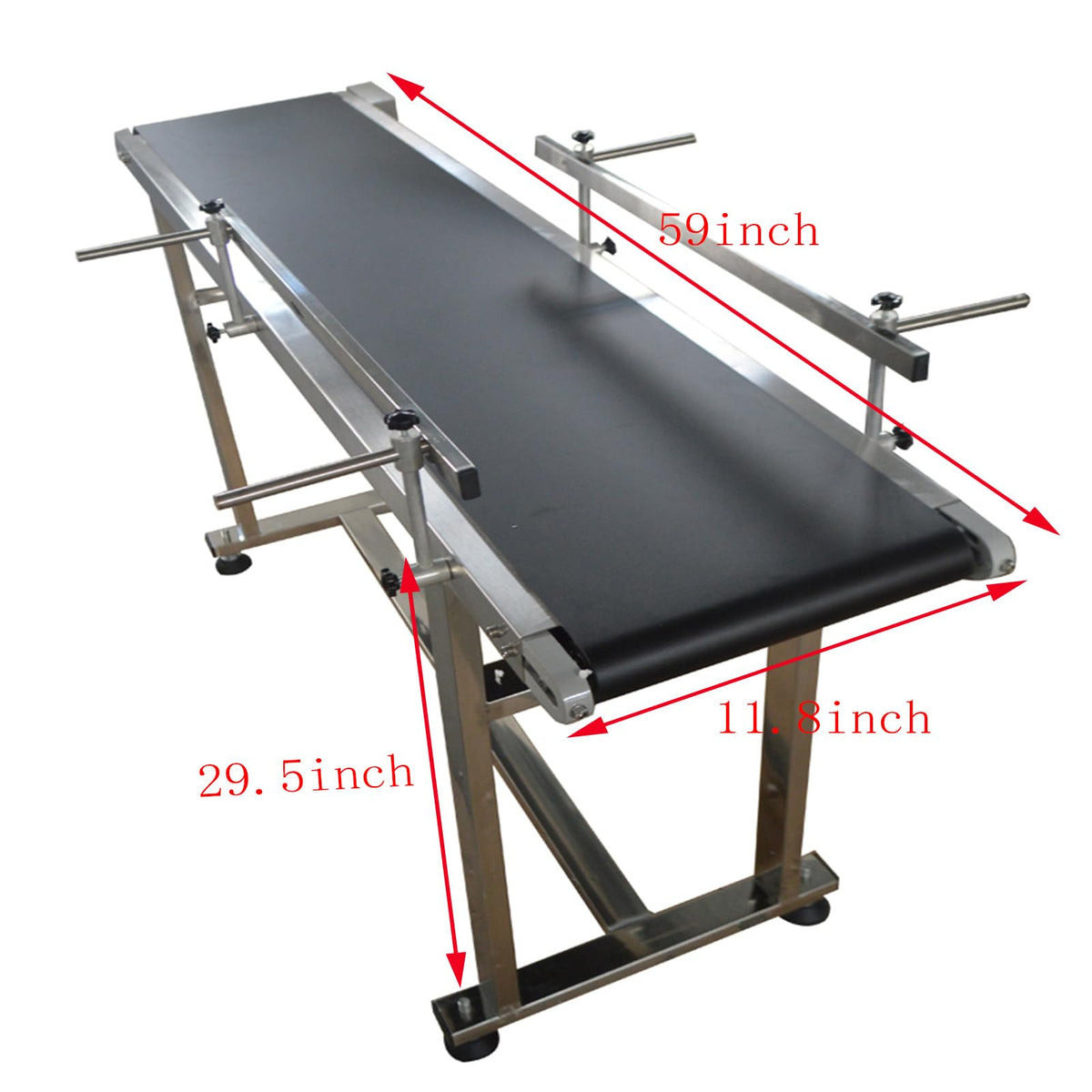 THUXEON 110V PVC Belt Conveyor with Double Guardrail, Conveyor Length 59inch Belt Width 11.8inch, Flat Conveyor Belt Systems with Anti-Static and Adjustable Speed for Industrial Transport