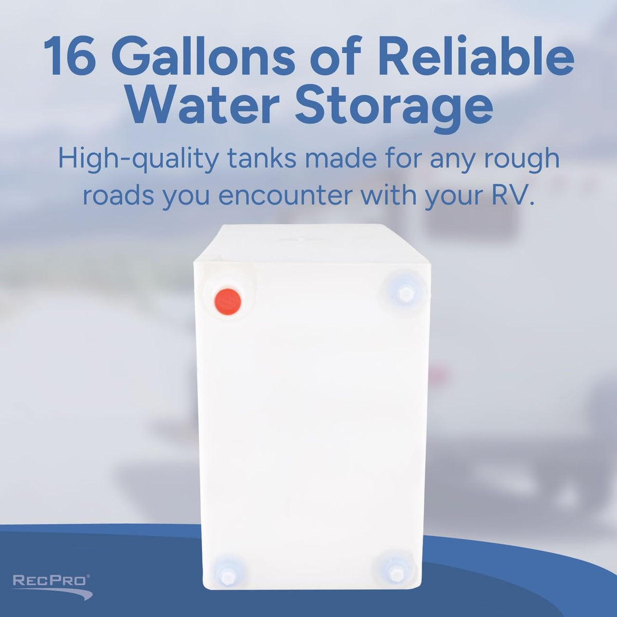 RecPro RV Fresh Water Tank 16 Gallon for Drinking and Potable Water | 24" x 10" x 15.5" | Fresh or Gray Water Plastic Storage | Made in America