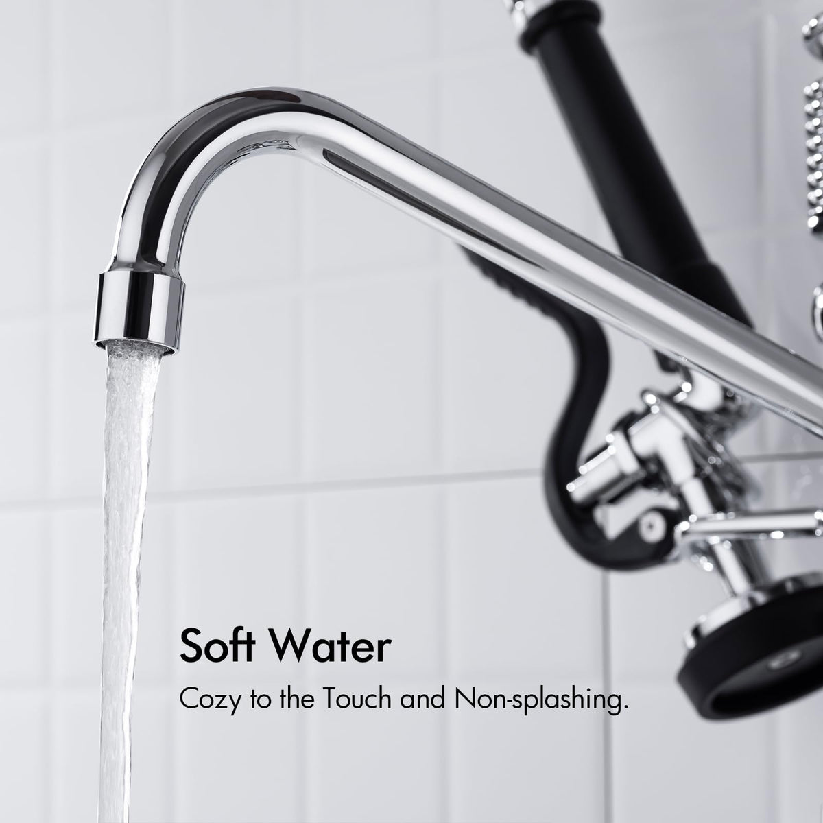 BAGNOLUX Commercial Sink Faucet, 8" Center Wall Mount Base with Pull Out Spray 9.6" Add-on Swing Spout 25" Height, Double Handle Pre Rinse Sprayer Commercial Rv Kitchen Faucet with Ceramic Valve